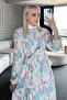 Patterned Hijab Dress Lilac 521-1 - 2
