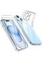 (2 Glasses 1 Case) iPhone 15 Compatible 1 Transparent Silicone Case 2 Glass Screen Protector