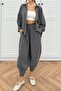 Women's Anthracite Oversize Shirt Shalwar Pants Trousers Suit 50957 - 2