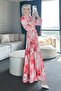 Patterned Hijab Dress Salmon 526-1 - 4