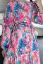 Patterned Hijab Dress Pink 530-1 - 3