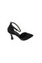 Yazkiş Women Satin Skin Silver Black Ankle Strap 9cm Candlestick Heel Pointed Toe Evening Dress Shoes - 2