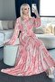 Patterned Hijab Dress Salmon 520-1
