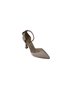 Yazkiş Women Satin Skin Silver Black Ankle Strap 9cm Candlestick Heel Pointed Toe Evening Dress Shoes