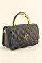 Women's Black Quilted Box Double Strap Cross Evening Dress Hand Bag - 2