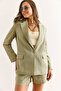 Women's Khaki Lined Linen Look Blazer Jacket Ckt-19000444 - 5