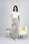 Women's Gray Striped Slit High Waist Loose Wide Leg Sweatpants