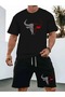 New Summer Men's Casual Sports Set, Round Neck T-Shirt, Short Sleeve + Shorts, Knitted Fabric, Burr Head - 6