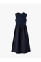 Cotton crew neck midi sleeveless flared dress. - 3