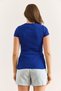 Women's Cobalt Blue V Metal Detail Flexible Cotton Blouse Blz-19002921 - 2