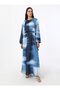 Gradient Patterned Chiffon Hijab Dress - Blue - Refka - 2