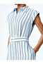 Viscose fabric pocket belted sleeveless maxi striped shirt dress. - 5