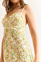 Women's Ecru Orange Strap Adjustable Front Gathered Woven Viscose Dress Elb-19002438 - 7