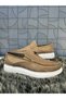 Brn 651 Men's Sand Beige Nubuck Genuine Leather Buckle Print Detail Comford Daily Orthopedic Loafer Shoes - 6