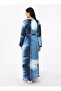 Gradient Patterned Chiffon Hijab Dress - Blue - Refka - 6