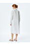 Viscose half-buttoned long sleeve midi oversized shirt dress. - 4