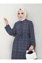 Button-Detail Floral Viscose Dress - Navy / E0123 - 5