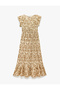 Butterfly sleeve, patterned, V neck, layered maxi dress. - 3
