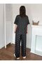 Women's Short Sleeve Pajama Set Smoked Mini White Bow - 3