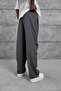 Men's Sweatpants Fabric with Pleated Legs Smoked Oversize Parachute Loose Fit - 4
