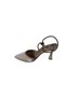 Yazkiş Women's Skin Silver Black Satin Ankle Stone 9cm Candlestick Heel Pointed Toe Evening Dress Shoes - 3