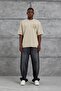 Men's T-Shirt Born to Stand Out Cream Oversize Printed Crew Neck Thick Cotton Fabric