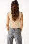 Round Neck Elegant and Minimal Sleeveless Beige Blouse - 4