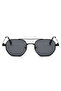 Geometric Design Metal Black Frame Black Glass Unisex Sunglasses - 2