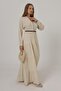 Shilsee Half Button Front Long Sleeve Belt Detail Muslin Dress Stone Color - 2