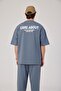 Men's T-Shirt Care about Written Pastel Blue Oversize Printed Crew Neck Thick Cotton Fabric - 4