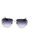 Geometric Design Black Cutout Glass Gold Handle Women's Sunglasses - 2