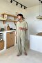 Basic Oversized Short Sleeve Linen Shirt Khaki - 3