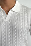 Men's Ribbed Polo Neck Knitwear T-Shirt White - 2