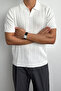 Men's Ribbed Polo Neck Knitwear T-Shirt White