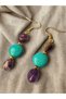 Women's Dangle Earrings -Amethyst and Turquoise Dangle Natural Stone Women's Earrings-15102023