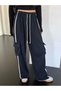 Y2K Black Striped High Waist Casual Pants - 4