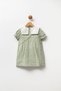 Girl's Cotton Muslin Floral Embroidered Shirt Collar Bag Dress - 5