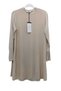 Women's Crew Neck Long Sleeve Top with Chiffon Detail on the Front Beige 10269