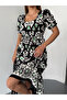 Women's Square Neck Short Sleeve Long Summer Viscose Dress - 7