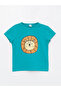 Lcw Eco Green Crew Neck Short Sleeve Printed Baby Boy Pajama Set with Shorts - 2