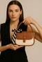 Women's Gold Accessory Detailed Strap Scarf Gift Cream Tan Hand Shoulder and Crossbody Bag Milan