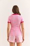 Women's Pink Fuchsia Polo Neck Color Detailed Stretchy Cotton Blouse Blz-19002920 - 2