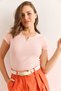 Women's Salmon V Metal Detail Flexible Cotton Blouse Blz-19002921 - 3