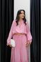 Pink Crashed Blouse Skirt Set - 4