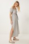 Women's Bone Gray Striped Off-The-Shoulder Summer Linen Dress Li̇00120 - 3