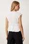 Women's Ecru Bow Detailed Textured Stretchy Knitted Blouse Hf00473 - 3