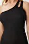 Women's Black Single Shoulder Strap Stretchy Knitted Dress Pb00030 - 4