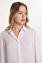 Women's Relax Fit Relax Cut Crepe Fabric Spanish Cuff White Solid Shirt - 2
