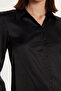 Women's Relax Fit Comfortable Cut Satin Fabric Black Square Cuff Plain Shirt - 3