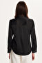 Women's Relax Fit Comfortable Cut Satin Fabric Black Square Cuff Plain Shirt - 5